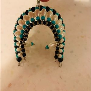 Vintage 70s Rearview Mirror Beaded Headdress Native Southwest